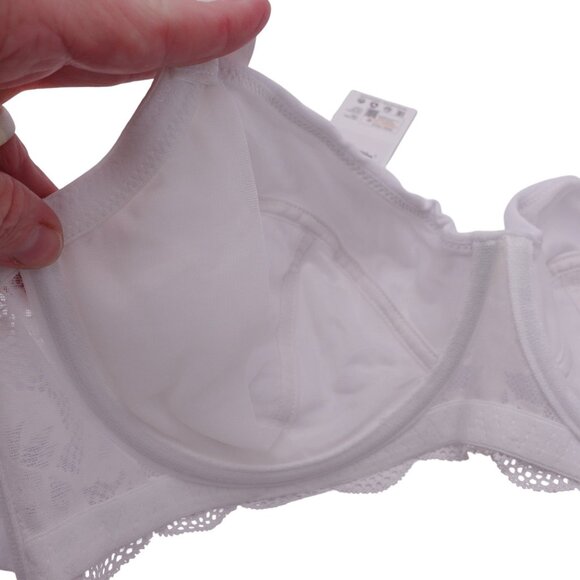 NWT Dorina Hera Non Padded Underwire T-Shirt Bra Sz 34F White Cotton Lace Trim - Picture 12 of 13